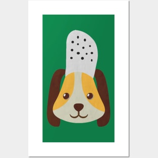 cute doggo with croc on the head green Posters and Art